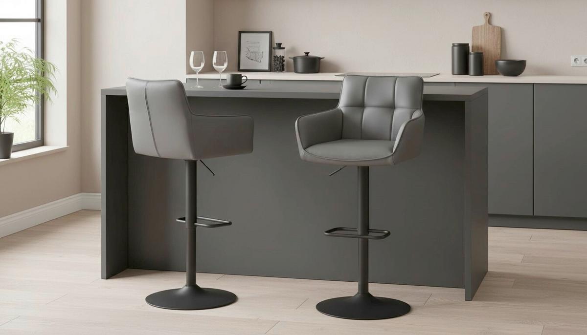 Barhocker Braga Grau B: 54,5 cm - Schwarz/Grau, MODERN, Textil/Metall (54,5/91/113/51,5cm) - Livetastic