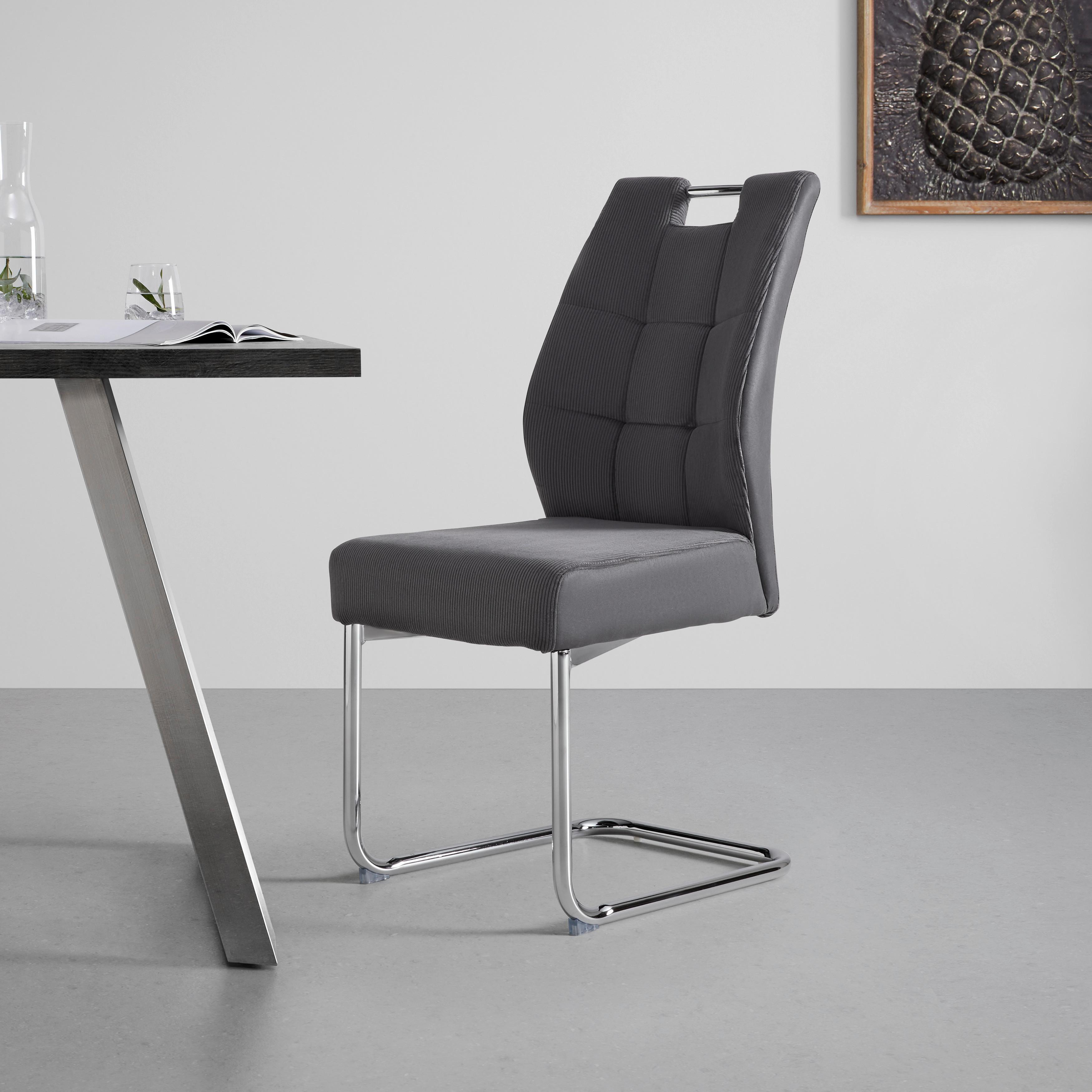 Houpací židle Lea, šedá - sivá/chrómová, Modern, kov/textil (44/97/59cm) - Mömax