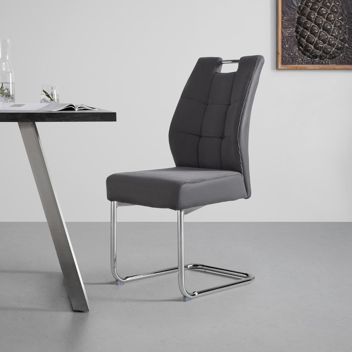 Houpací židle Lea, šedá - sivá/chrómová, Modern, kov/textil (44/97/59cm) - Mömax