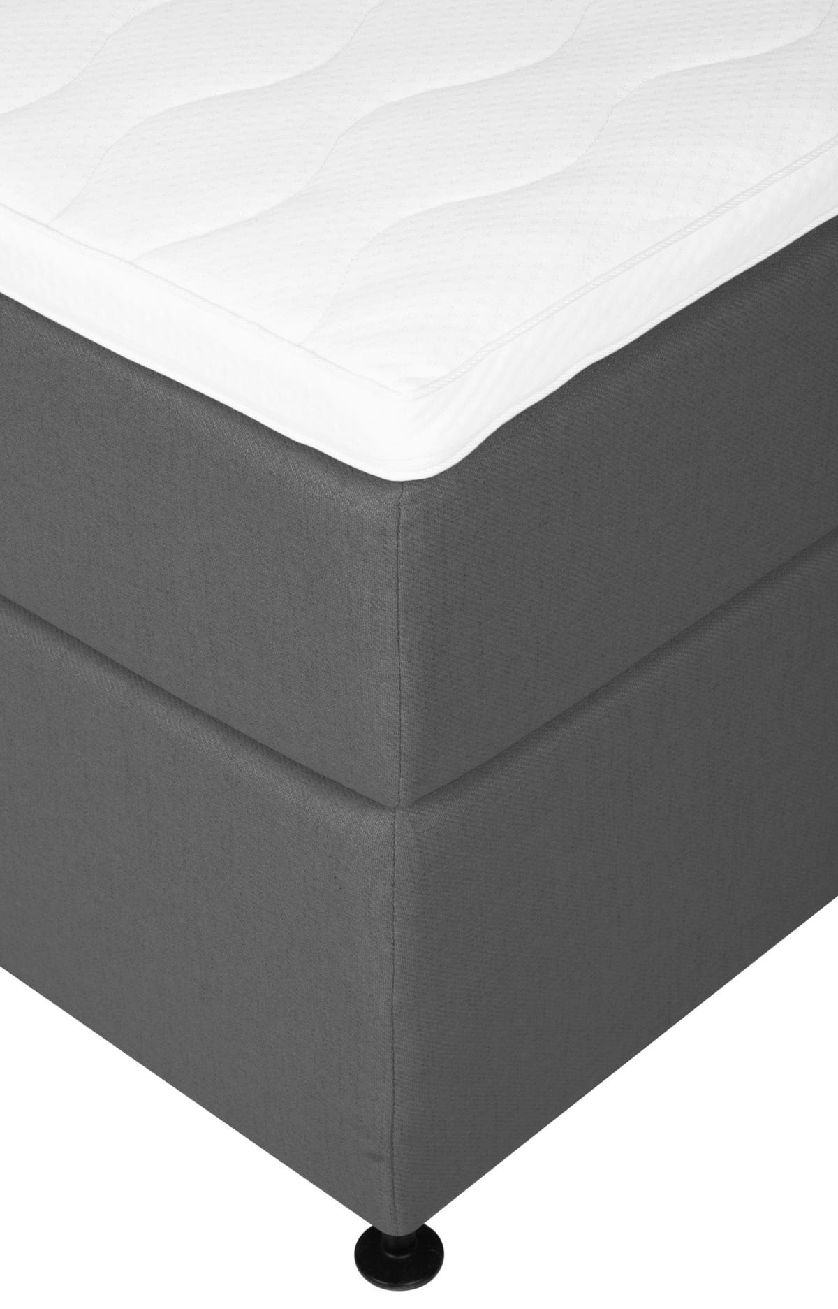 Boxspringbett mit Topper 140x200 cm Wels, Dunkelgrau - Graphitfarben/Schwarz, MODERN, Textil (140/200cm) - MID.YOU
