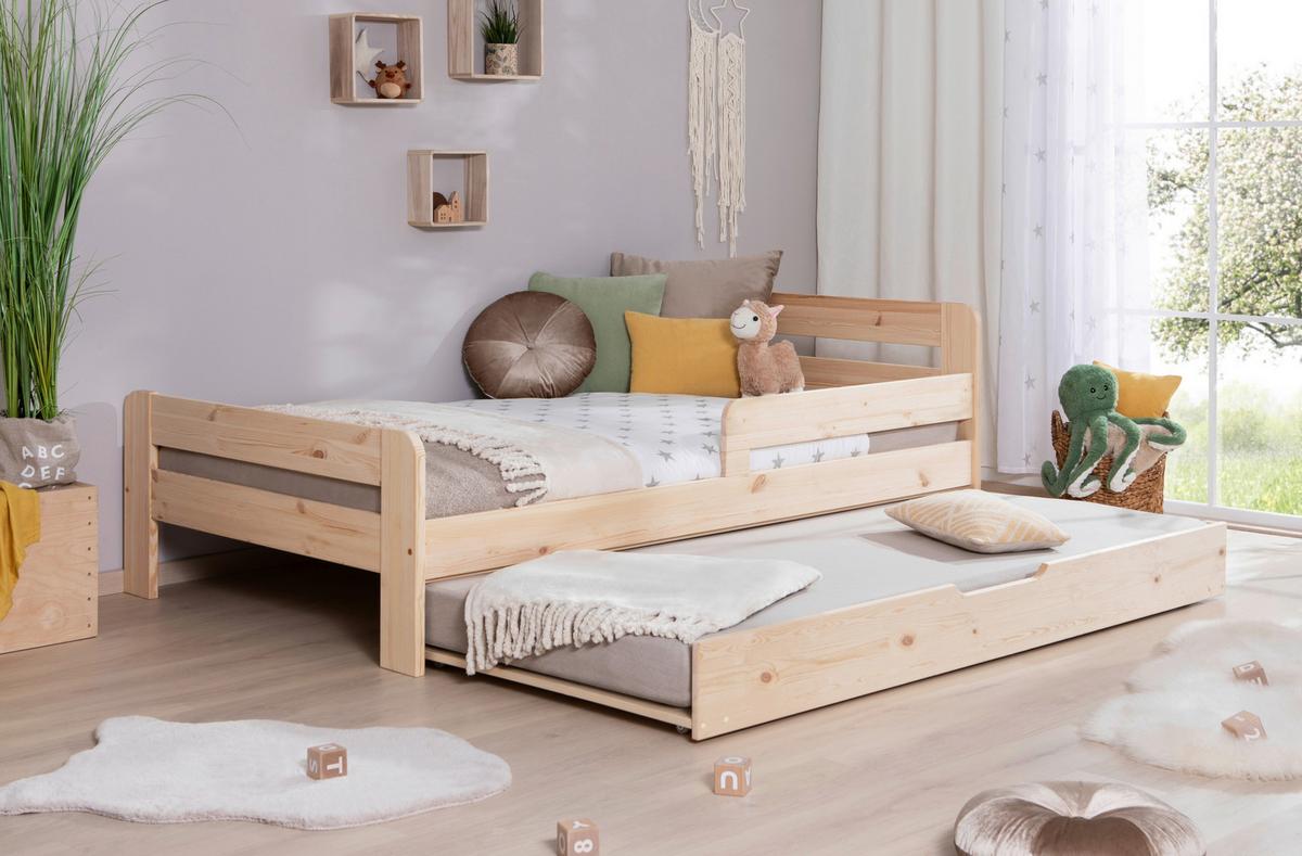 Bett Bennet Naturfarben inkl. Zubehör, 120x200 cm - Naturfarben, MODERN, Holz/Textil (120/200cm) - MID.YOU