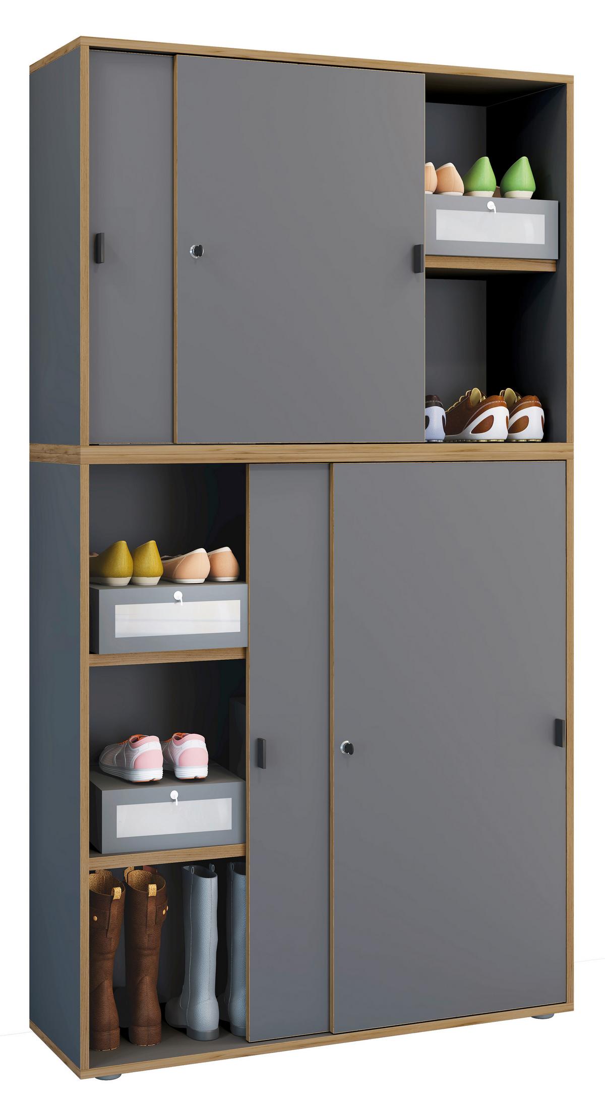 Schuhschrank Salia Anthrazit/Honigeiche B: 100 cm - Honigeiche/Anthrazit, Design, Holzwerkstoff (100/183/37cm) - MID.YOU