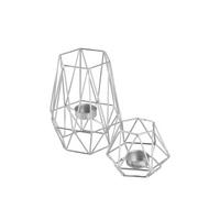 Teelichhalter-Set Eisen Silberfarben, 2 Größen - Silberfarben, Basics, Metall (9,5/8/17/8,3cm) - Echtwerk