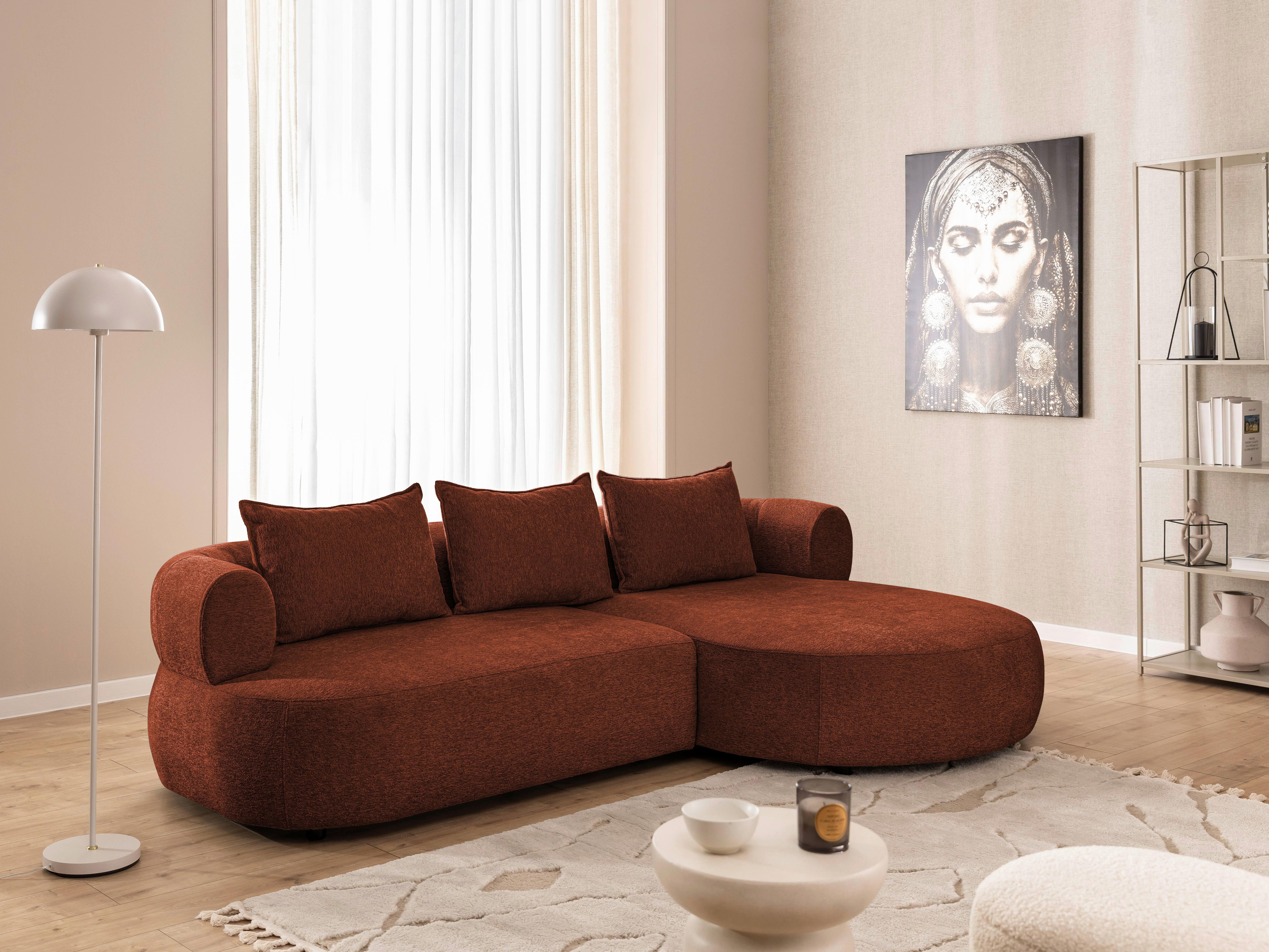 Ecksofa Ferro Rostfarben S: 256x156 Cm - Rostfarben/Schwarz, Design, Textil (256/156cm) - Livetastic