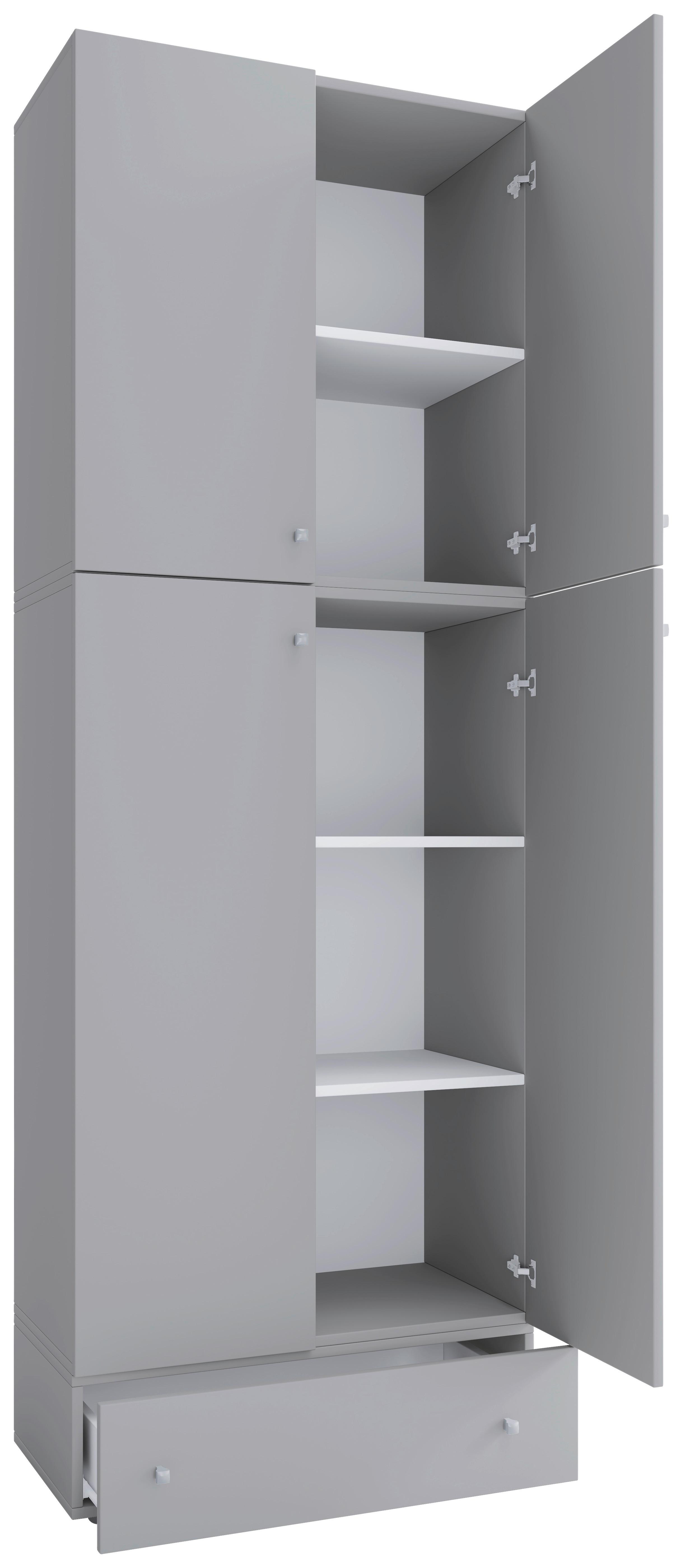 Skrinka na topánky Lona XXL, so zásuvkou, š. 70cm - čierna/sivá, Konventionell, kompozitné drevo/plast (70/200/39cm) - MID.YOU