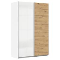 Schwebetürenschrank Feldkirch 136 Normalhöhe - Weiß Hochglanz/Eiche Artisan, MODERN, Holzwerkstoff (136/210/62cm)