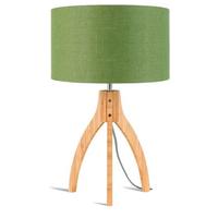 TISCHLEUCHTE ANNAPURNA/T/3220/GF - Naturfarben/Grün, Trend, Holz/Textil (36/54cm) - Good & Mojo