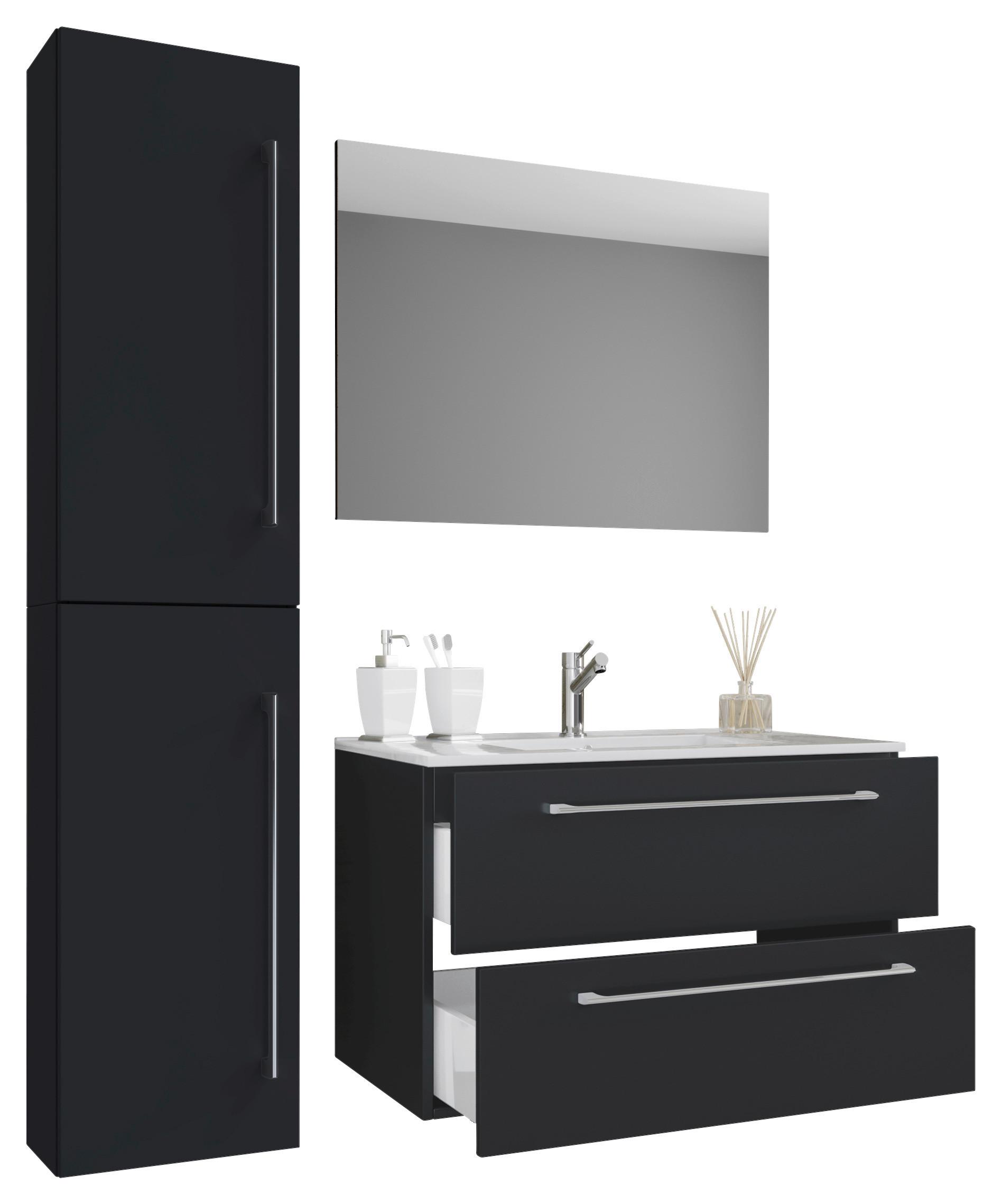 Badezimmer Badinos - Schwarz/Weiß, MODERN, Keramik/Holzwerkstoff (93cm) - MID.YOU