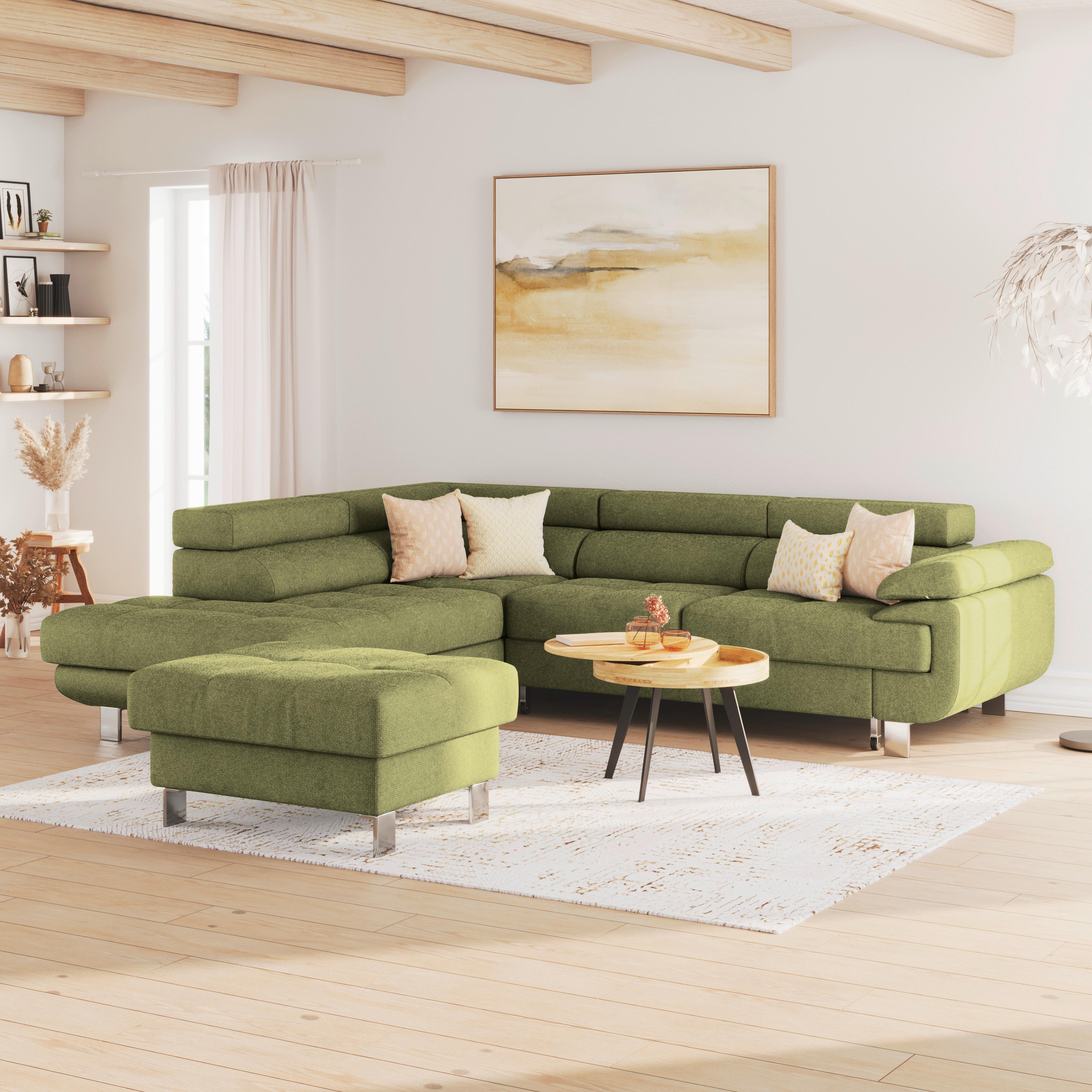 Ecksofa Savona - Khaki, MODERN, Textil (230/270cm) - Ondega