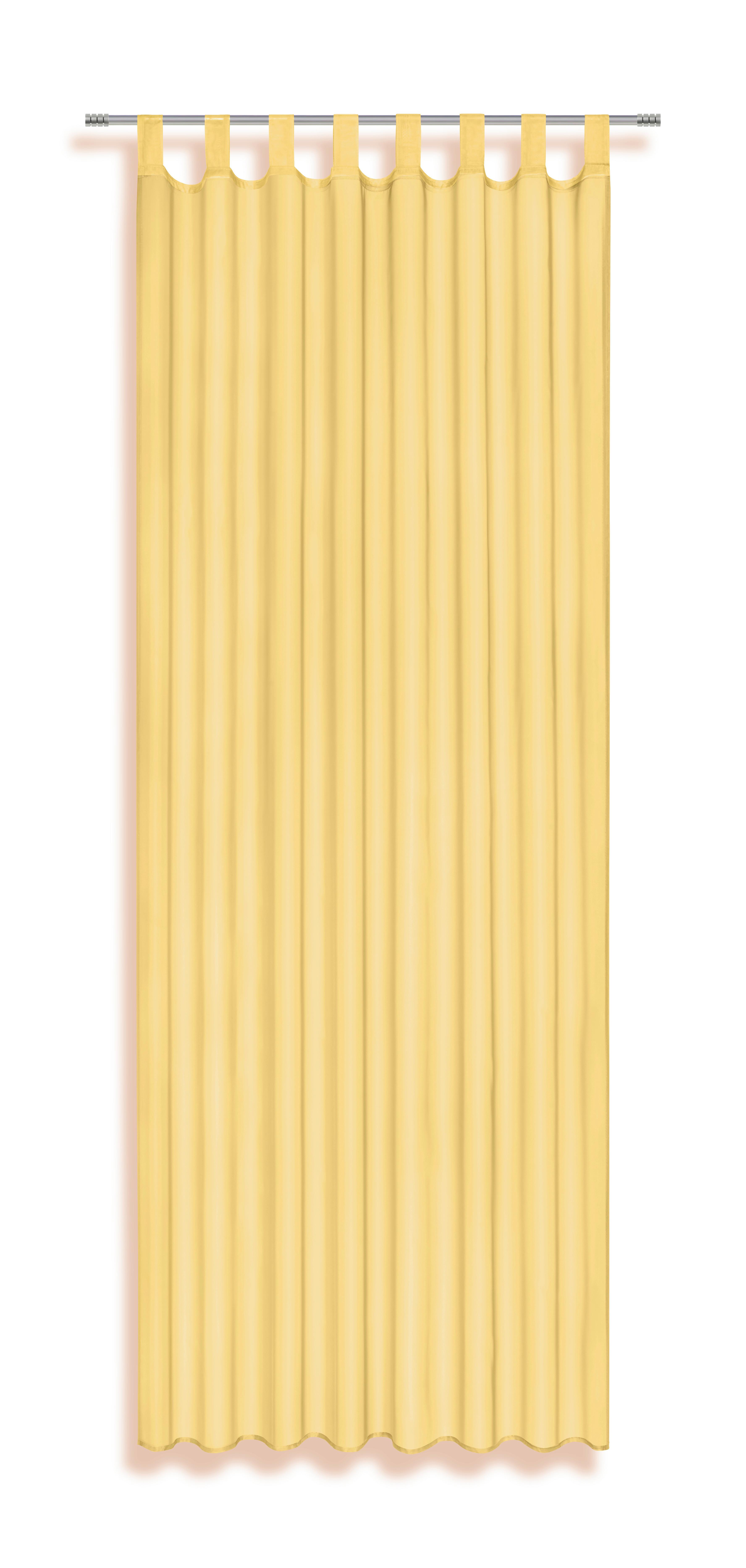 Vorhang mit Schlaufen und Band Utila B: 140 cm, Gelb - Gelb, KONVENTIONELL, Textil (140/245cm) - Ondega