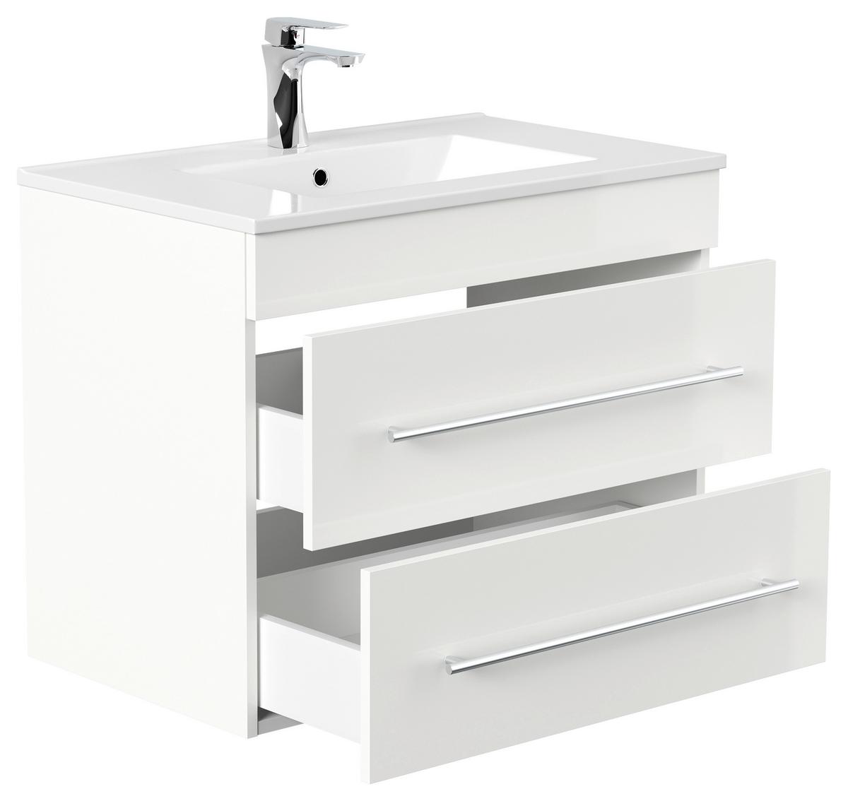 WASCHTISCHKOMBI Artemis, Weiß HG B: 75,5 cm - Weiß Hochglanz/Weiß, Basics, Keramik/Holzwerkstoff (75,5cm) - MID.YOU