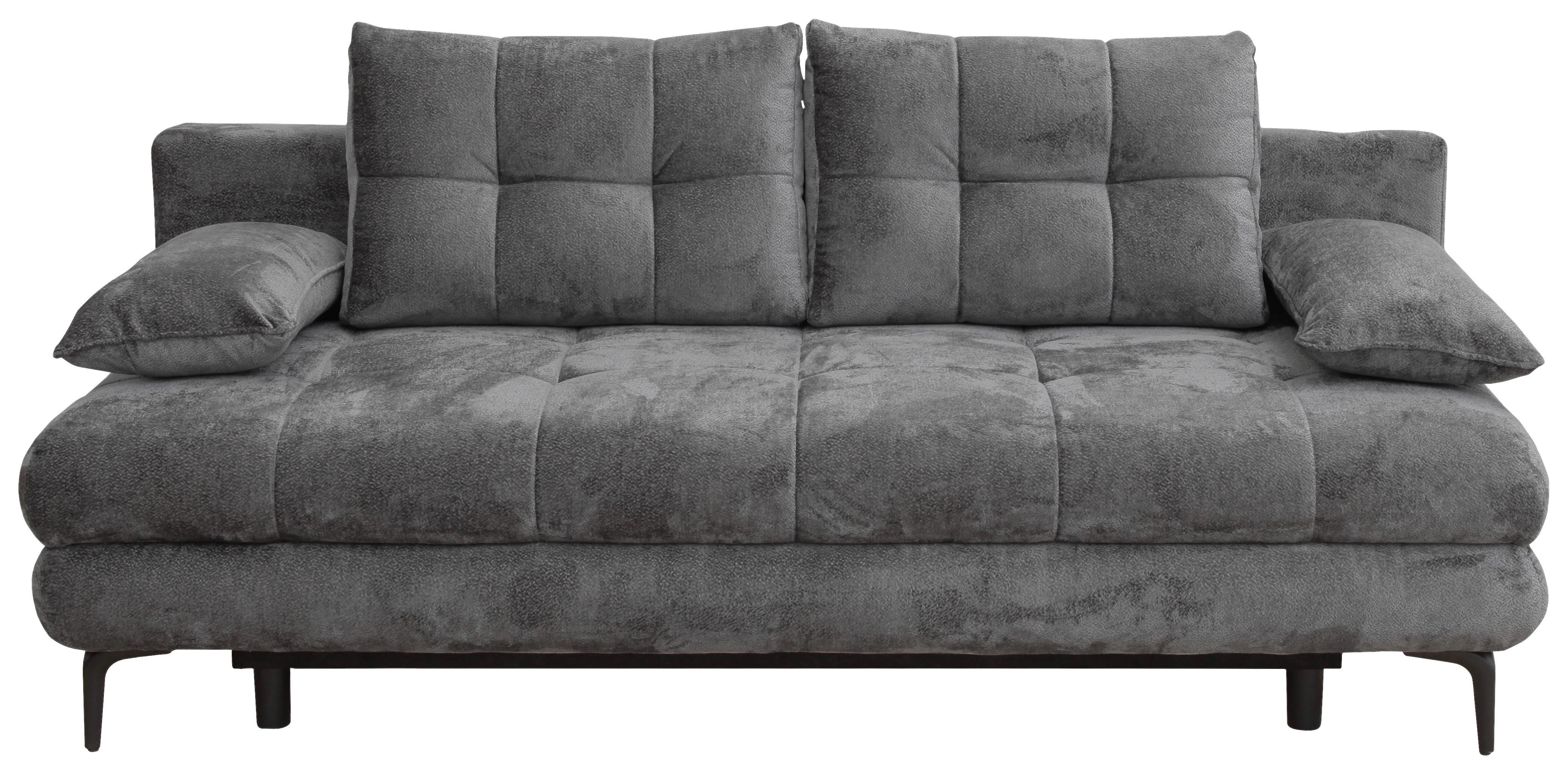 Rozkládací pohovka PERLA, grafitový velur - černá/barvy grafitu, Konvenční, kov/textil (203/94/96cm)