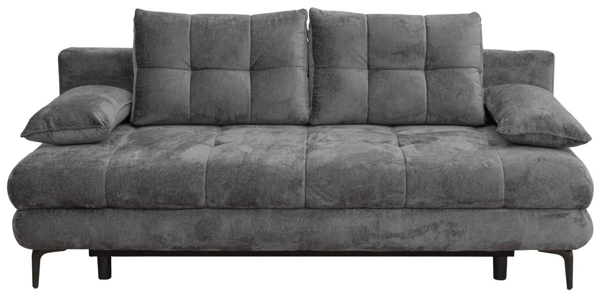 Schlafsofa Perla Graphitfarben B: 203 cm - Schwarz/Graphitfarben, KONVENTIONELL, Textil (203/94/96cm)