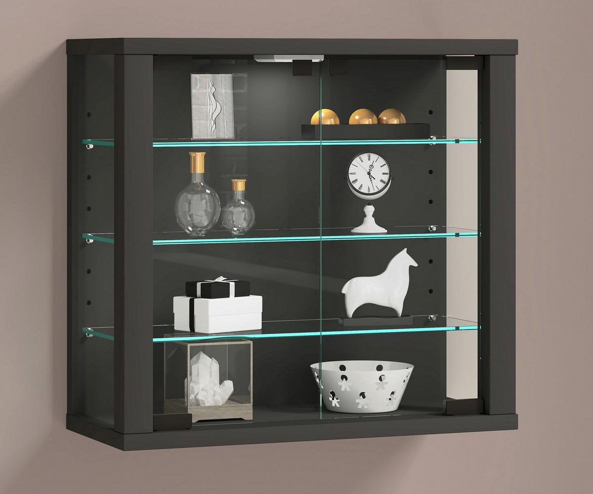 Hängevitrine Vitrosa Anthrazit Dekor B:43cm - Anthrazit, Design, Glas/Holzwerkstoff (43/40/18cm) - MID.YOU