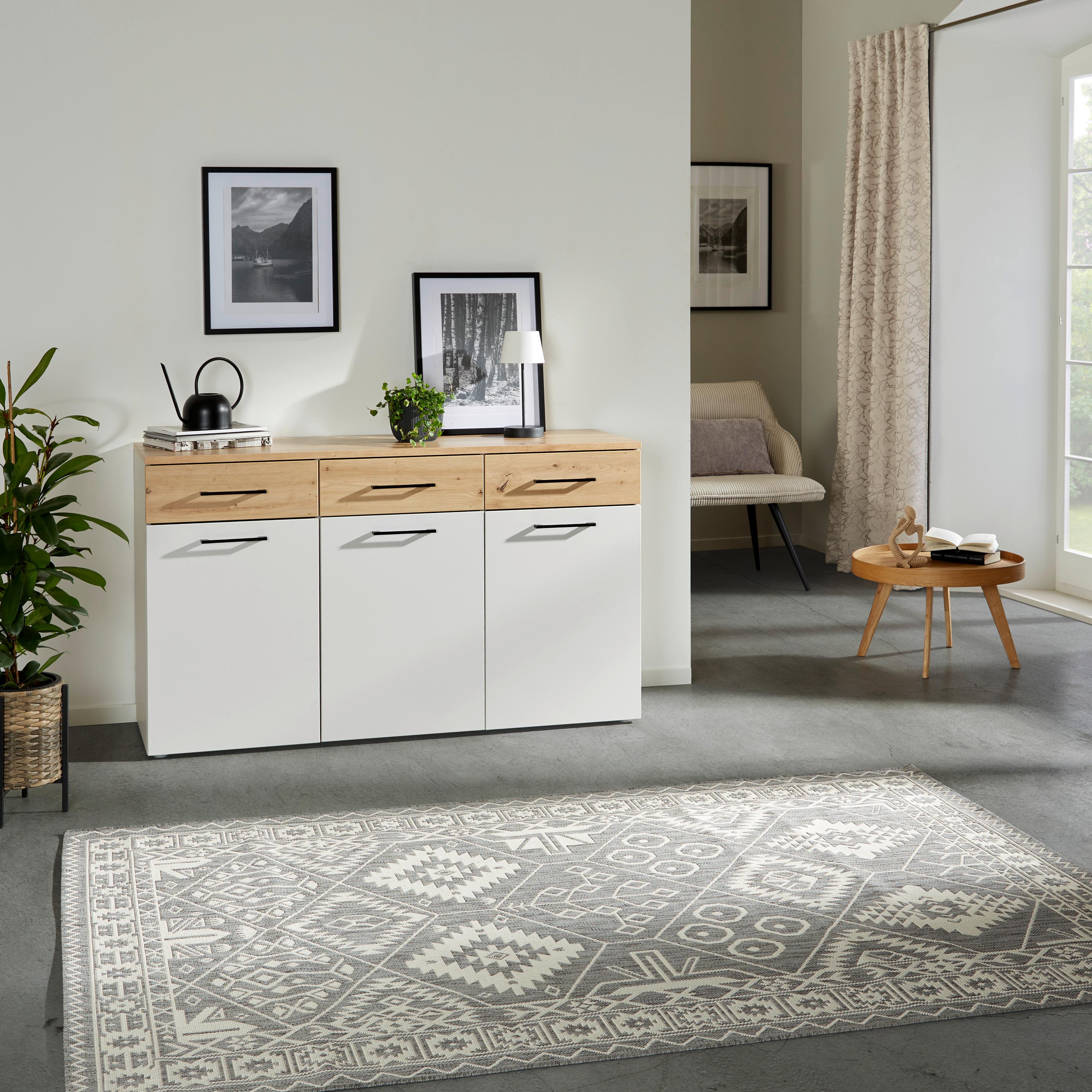 Kommode 150cm Kontor K12 Eiche Dekor - Eichefarben/Grau, MODERN, Holzwerkstoff (150/87,6/47cm)