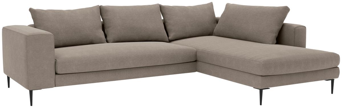Ecksofa Aurora II - Taupe/Schwarz, MODERN, Textil (295/210cm) - Trendmanufaktur