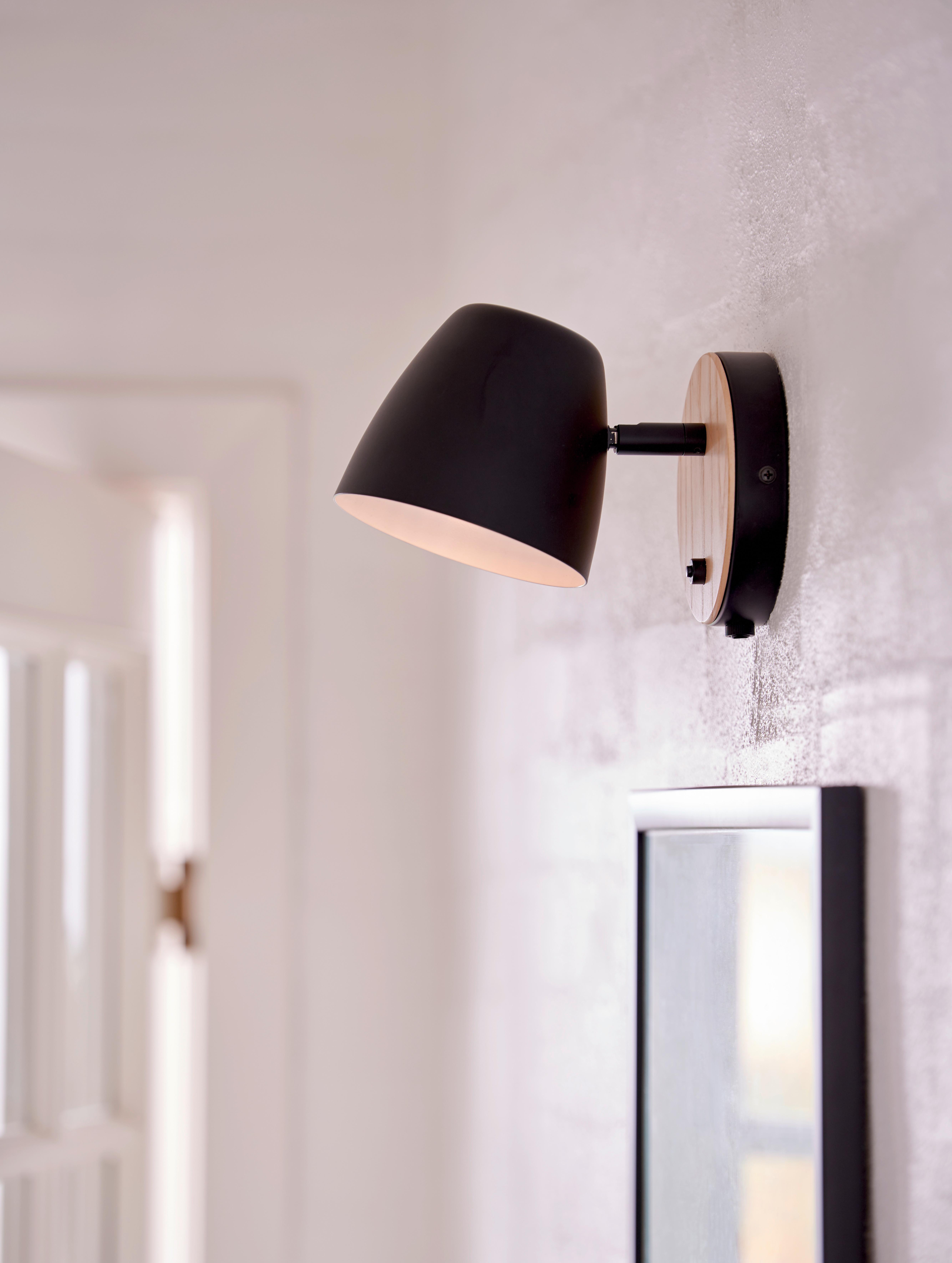 Wandleuchte Schwarz L: 13 cm - Schwarz, Design, Holz/Metall (13/13/20,7cm) - Nordlux
