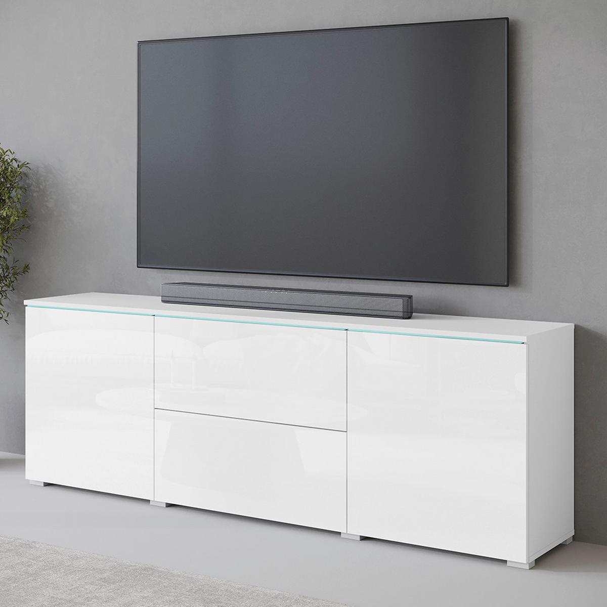 NÍZKÁ KOMODA VERA 181 - bílá/šedá, Trend, kompozitní dřevo/plast (180/61,8/34,5cm) - P & B