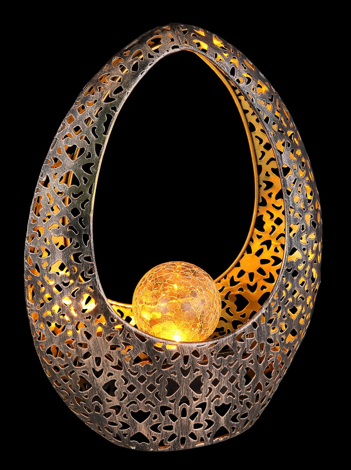 Solarleuchte 36528 - Klar/Goldfarben, Design, Glas/Metall (21,5/9,5/27,5cm) - Globo