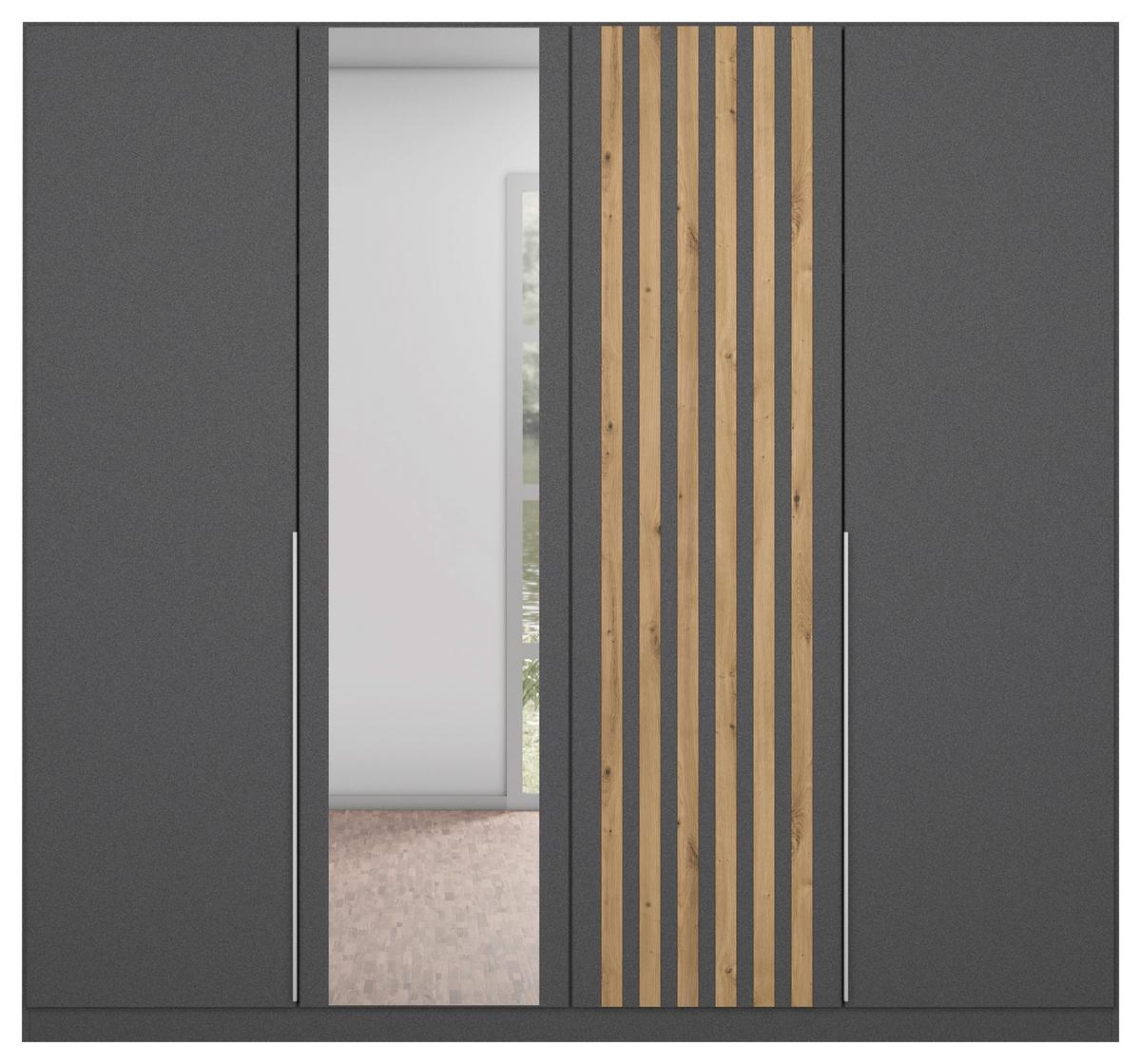Drehtürenschrank 226 cm Lamella Grau/Eiche Dekor - Eiche Artisan/Grau, MODERN, Holzwerkstoff (226/210/54cm) - Rauch Möbel