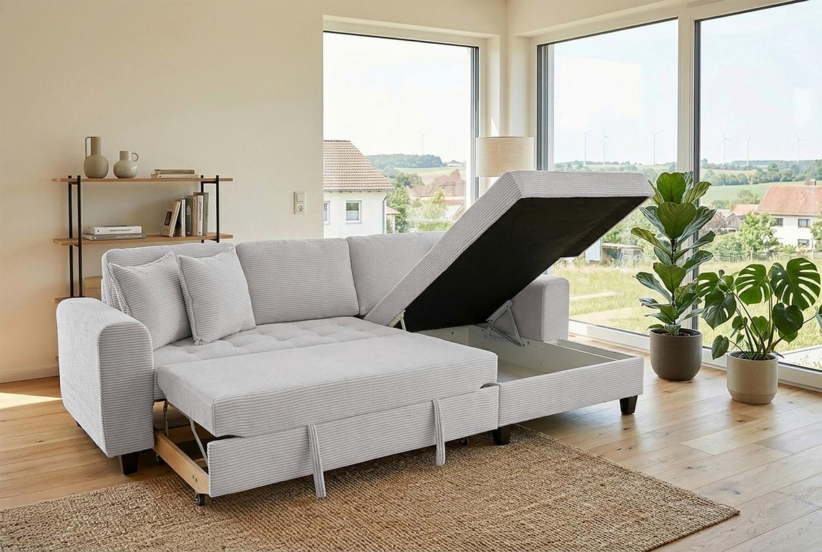 Ecksofa Moritz Beigebraun S: ca. 265x155 cm - Taupe, Trend, Textil (265/155cm)