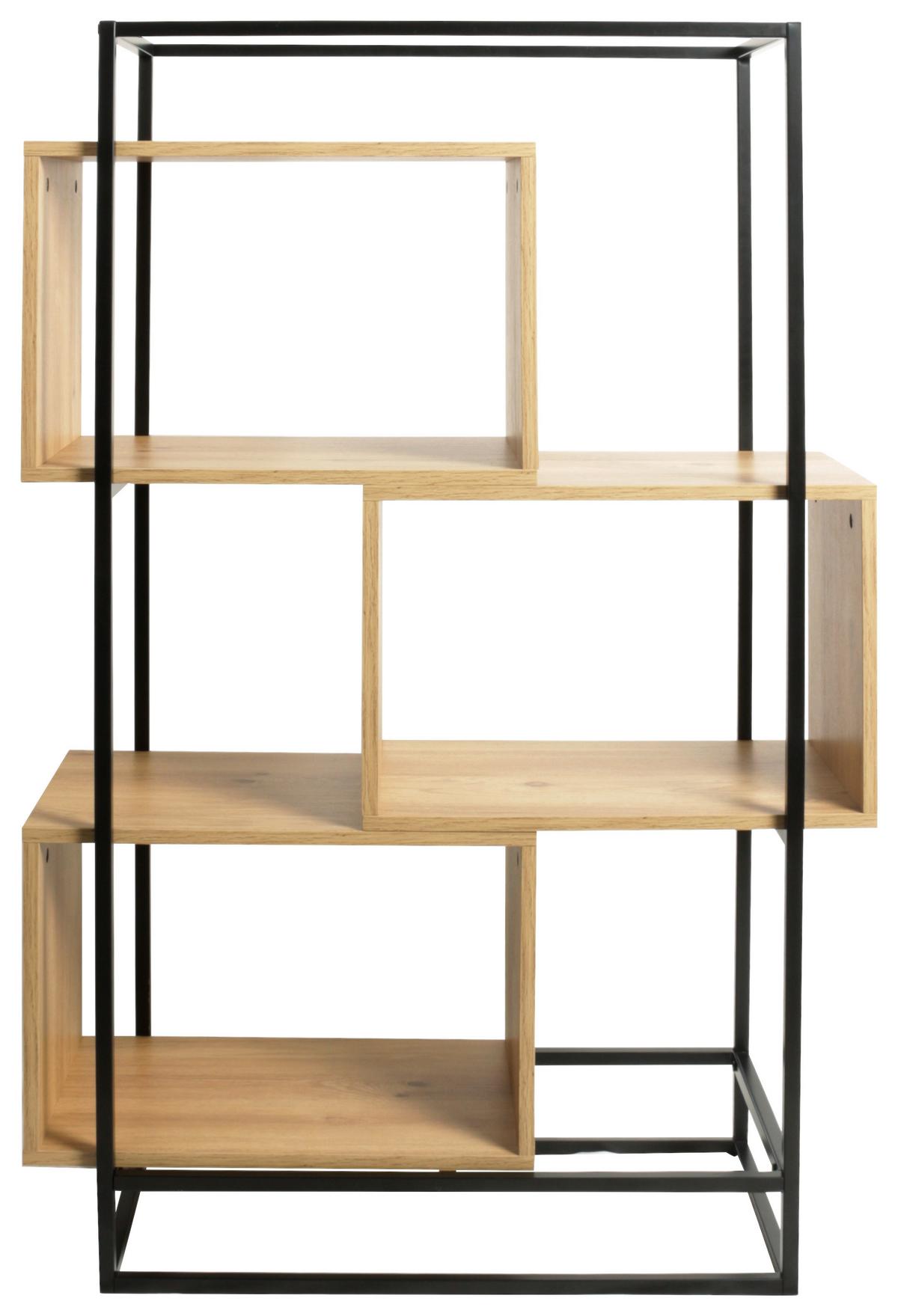 REGÁL ADRIAN -EXKLUSIV- - černá/přírodní barvy, Moderní, kov/kompozitní dřevo (80/126/33cm) - Mömax