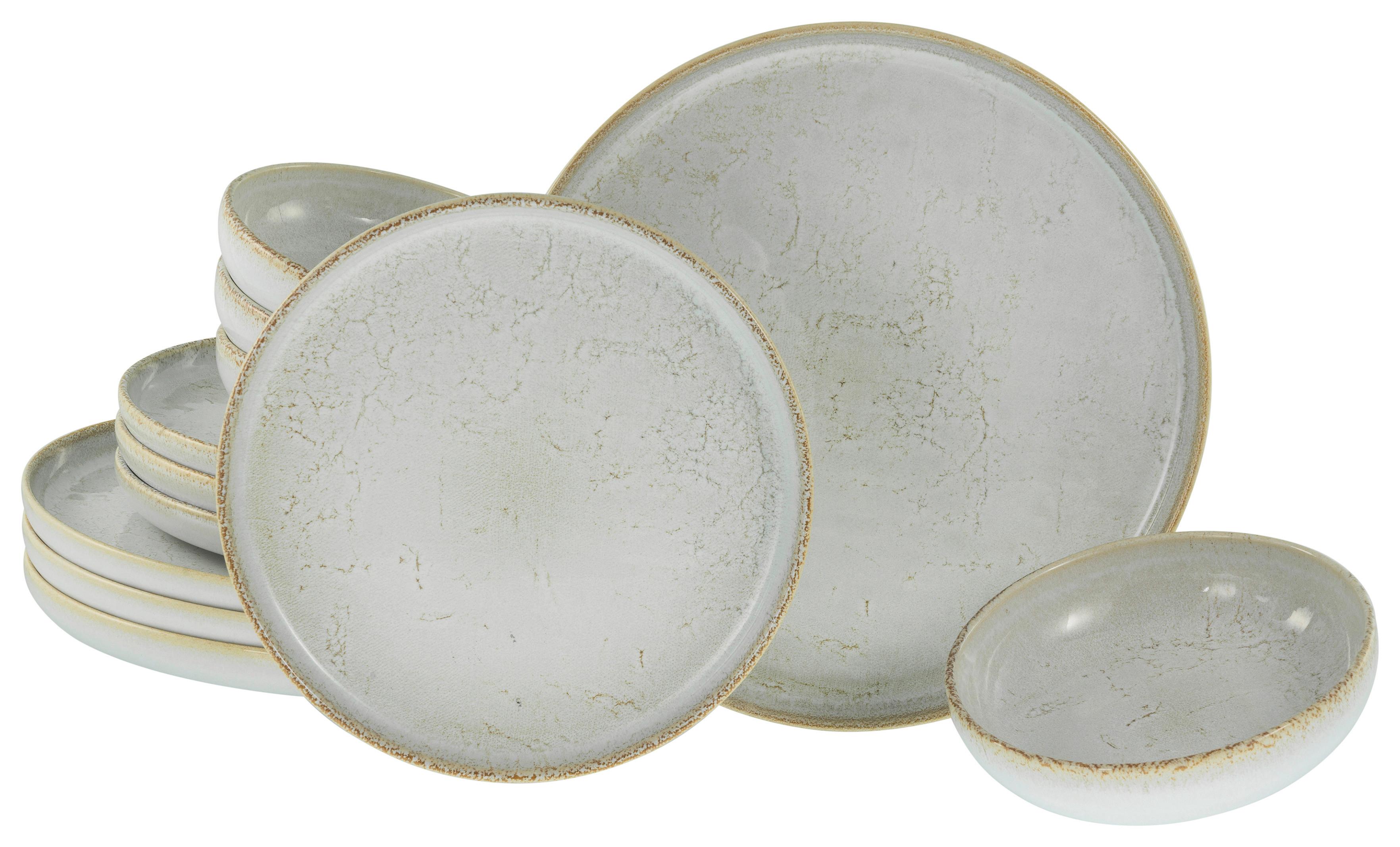 Tafelservice Uno Vintage 12--Teilig., Grauweiß - Grauweiß, Basics, Keramik - Creatable