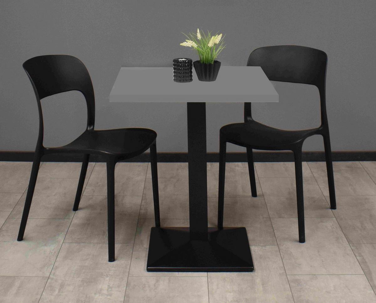 Bistro stolek PINO, barvy pinie, 70x70 cm - černá/barvy pinie, Moderní, kov/kompozitní dřevo (70/75/70cm)