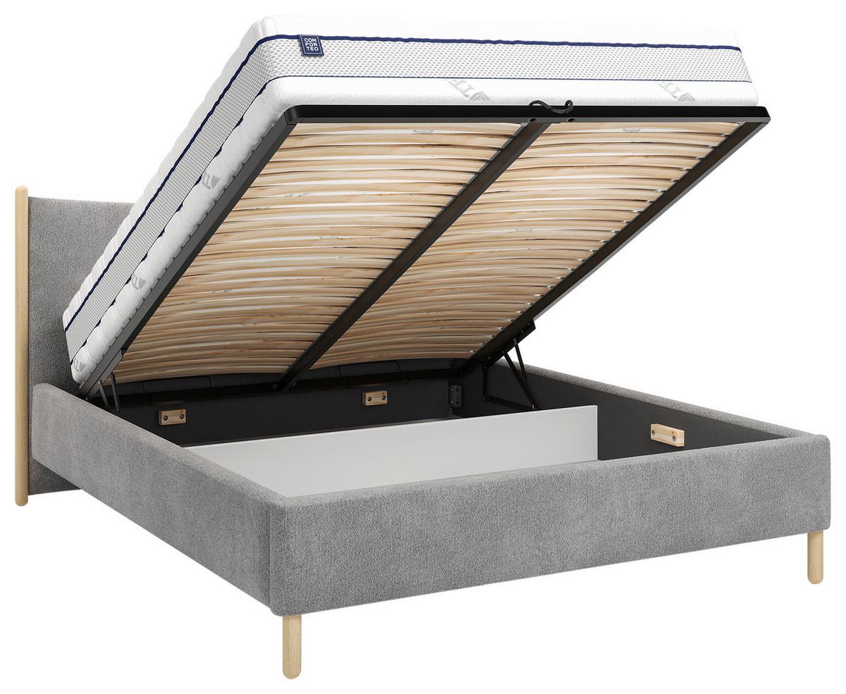 Polsterbett Nature Anthrazit Lf: 180x200 Cm - Anthrazit/Buchefarben, MODERN, Holz/Holzwerkstoff (180/200cm) - MID.YOU