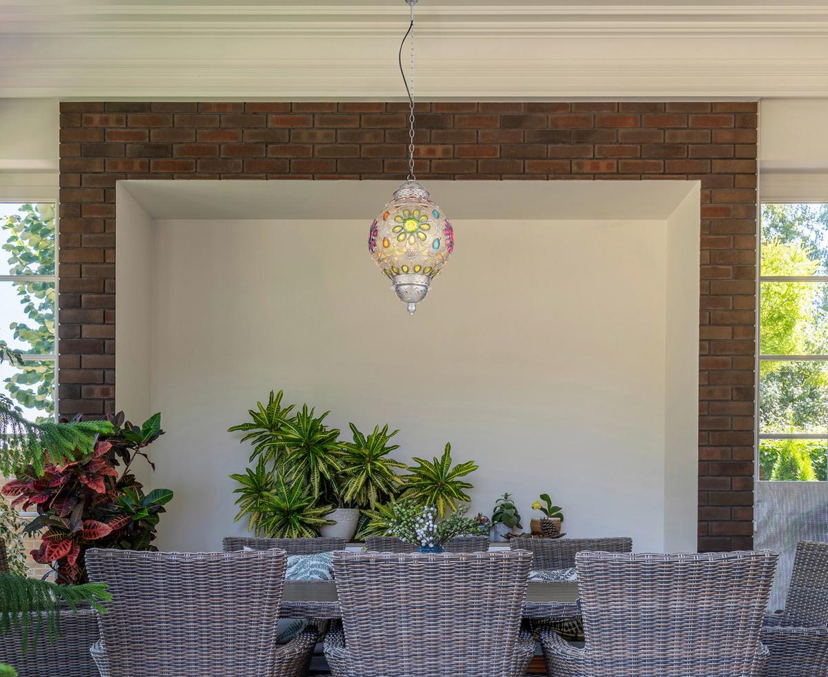 Hängeleuchte 15658h - Silberfarben/Multicolor, Trend, Kunststoff/Metall (27/120cm) - Globo