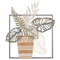 Wanddeko Vaso Grüntöne/Goldfarben B: 54 cm - Basics, Holzwerkstoff/Metall (54/62.9/2.46cm)