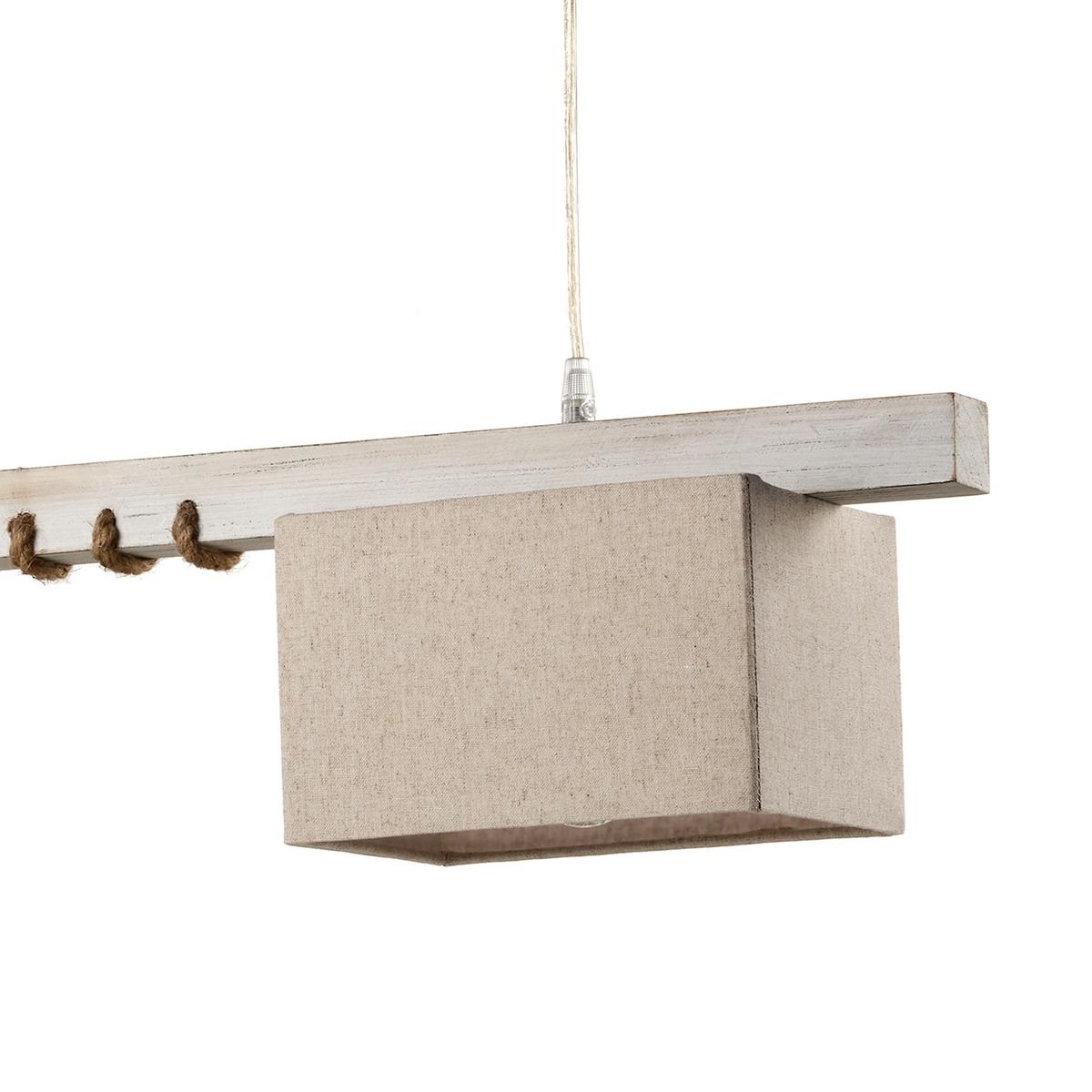 Hängeleuchte 5037/2 - Beige, Natur, Holz/Textil (80/15/100cm)