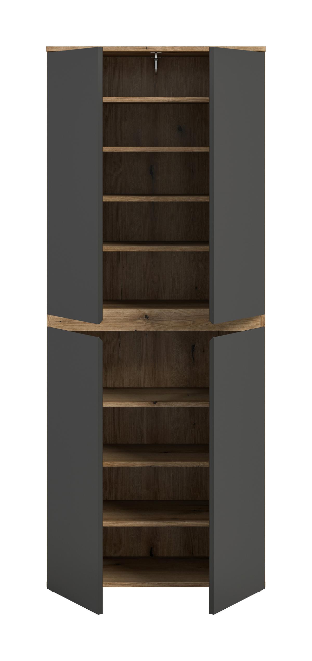 Garderobenschrank Scarpa Anthrazit/eichefarben B: 70 Cm - Eichefarben/Anthrazit, Design, Holzwerkstoff (70/175/37cm) - Livetastic