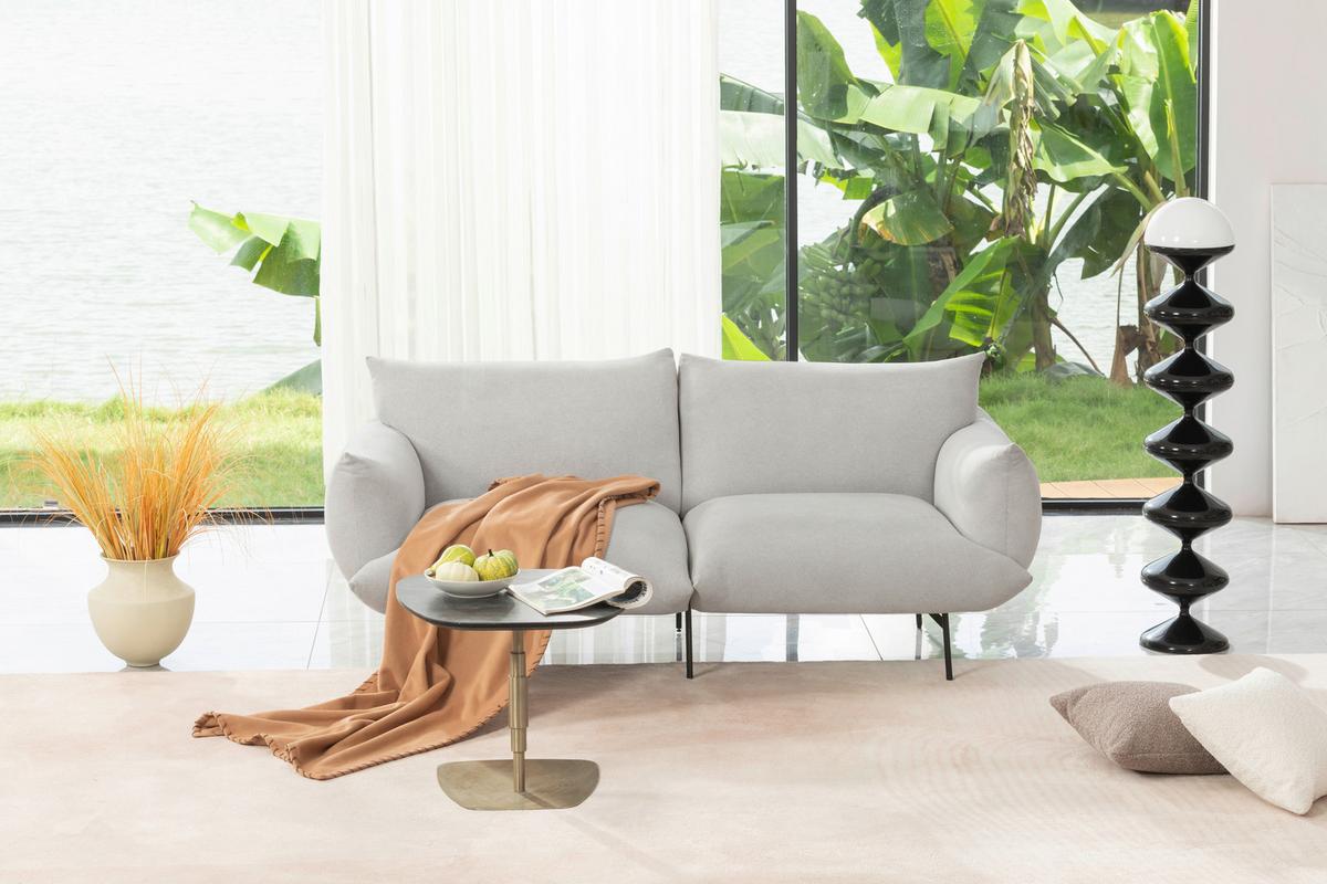 Sofa Honey - Creme/Schwarz, Trend, Textil (185/77/83cm) - P & B