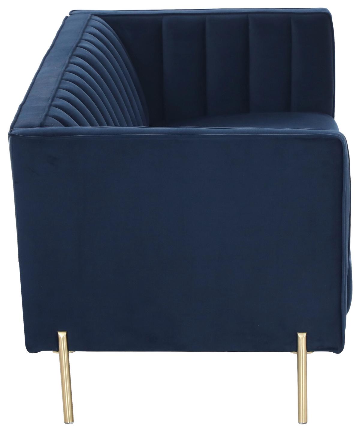 3-sitzer-sofa Sono Blau Samt B: 204 Cm - Blau/Goldfarben, Design, Textil (204/75/85cm) - Livetastic