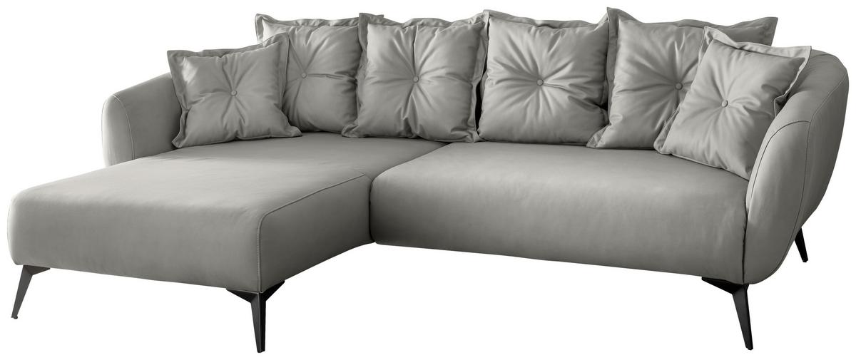 Ecksofa Baggio Grau S: 162x277 cm - Schwarz/Grau, MODERN, Textil (162/277cm) - Livetastic