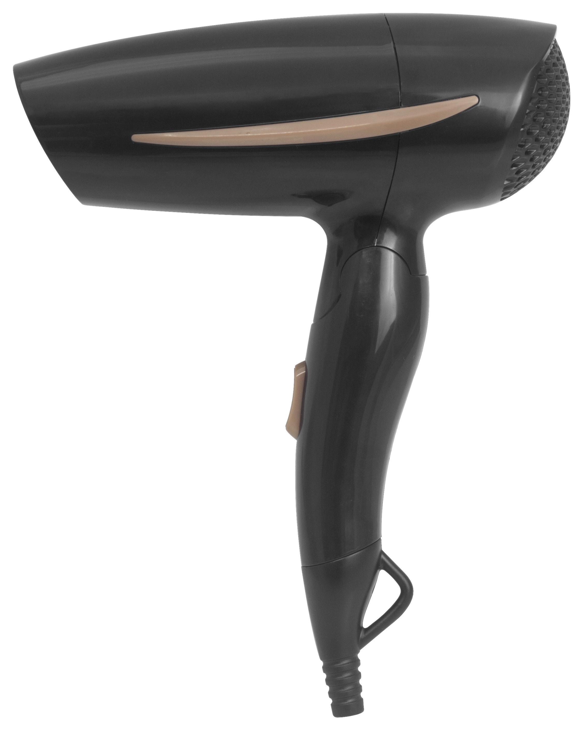 Haartrockner Lorin 1200 W mit Stylingdüse + Handgriff , Föhn - Goldfarben/Schwarz, KONVENTIONELL, Kunststoff (17/6,3/21,5cm) - Bono