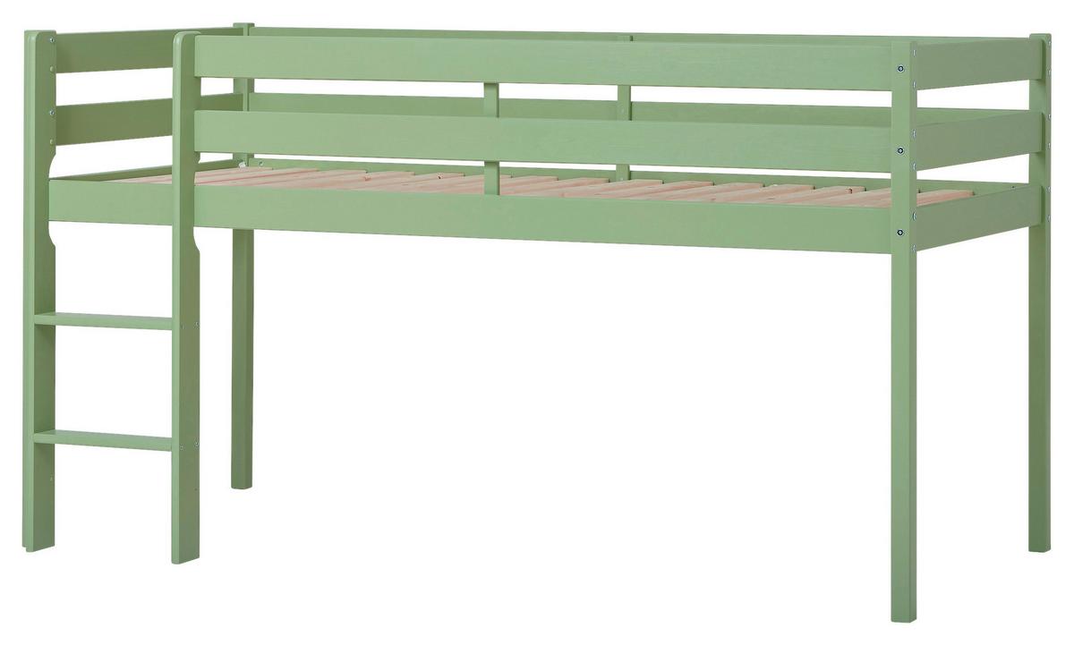 Hochbett Eco Comfort Grün, Lf: 90x200 cm - Naturfarben/Grün, MODERN, Holz (90/200cm) - MID.YOU