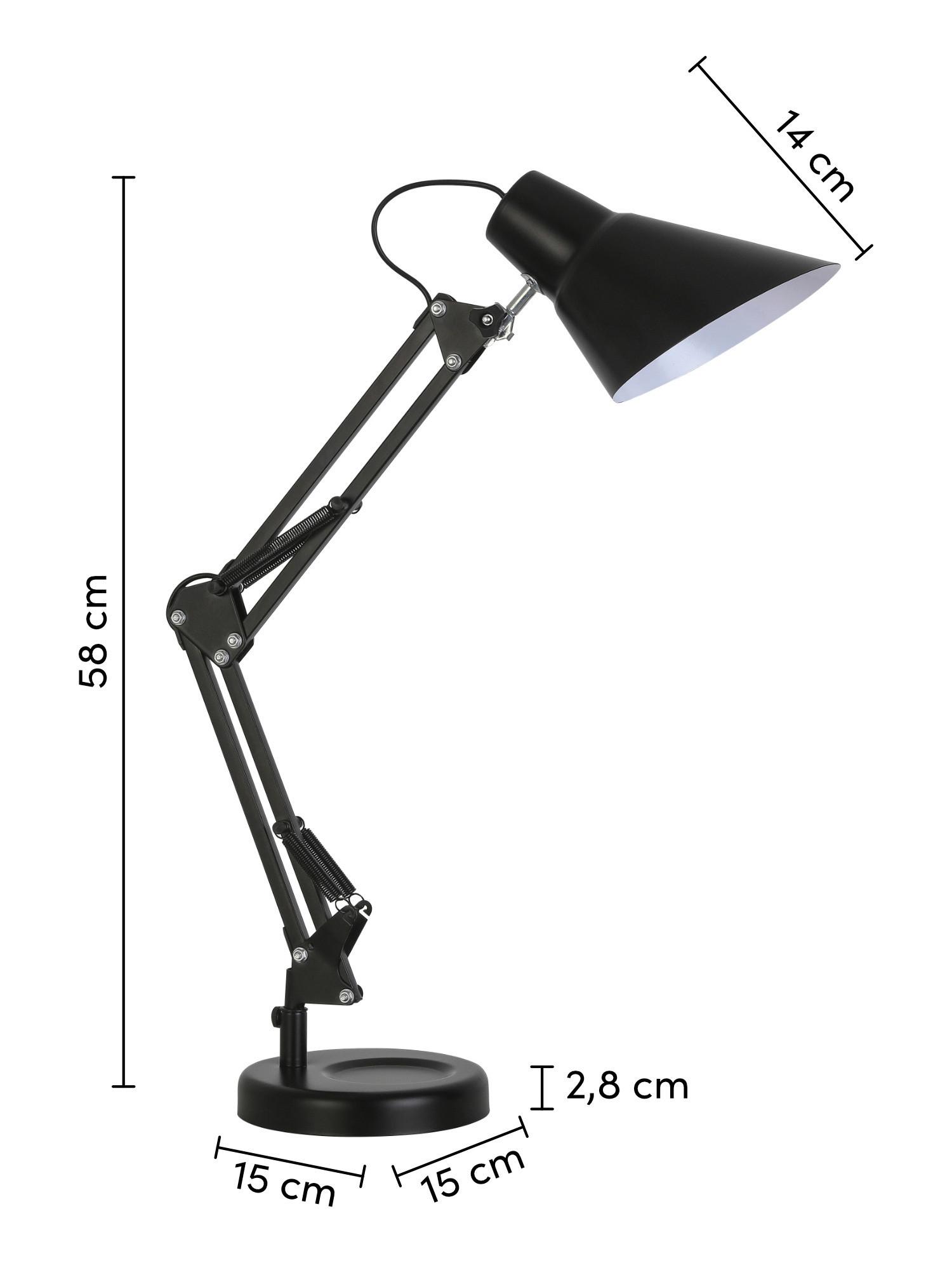 Svítidlo na psací stůl Alonso - černá, Lifestyle, kov (15/58cm) - Modern Living