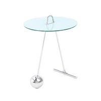 Beistelltisch Pendulum Silberfarben/weiß - Silberfarben/Weiß, Basics, Glas/Metall (46/46/60cm) - Kayoom