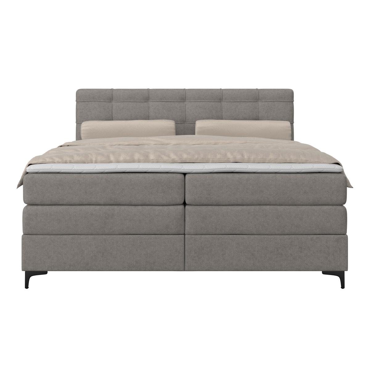 Boxspringbett MITTO Taupe 200x200 cm - Taupe/Schwarz, KONVENTIONELL, Textil/Metall (200/200cm)