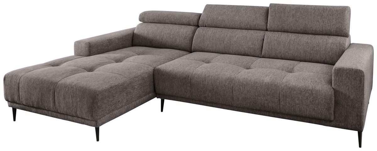 Ecksofa Intera Graubraun S: 188x276 Cm - Graubraun/Schwarz, KONVENTIONELL, Textil (188/276cm) - Livetastic