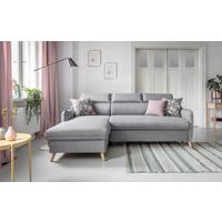 Rozkládací sedačka Simone, levé provedení - světle šedá/přírodní barvy, Moderní, dřevo/textil (228/82/95/162cm)