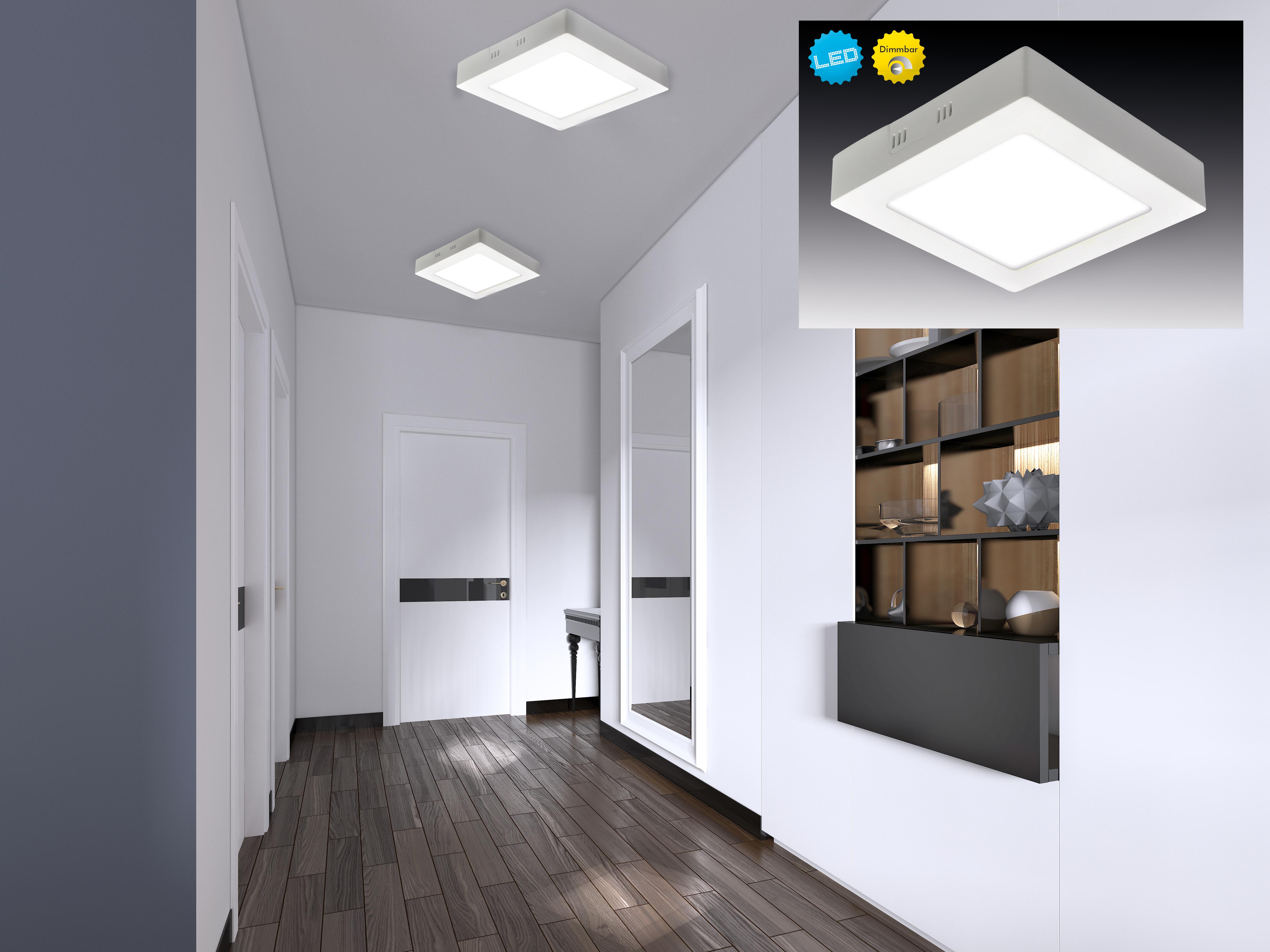 LED-Deckenleuchte L: 30 cm dimmbar - Weiß, Basics, Kunststoff/Metall (30/30/3,5cm) - Näve