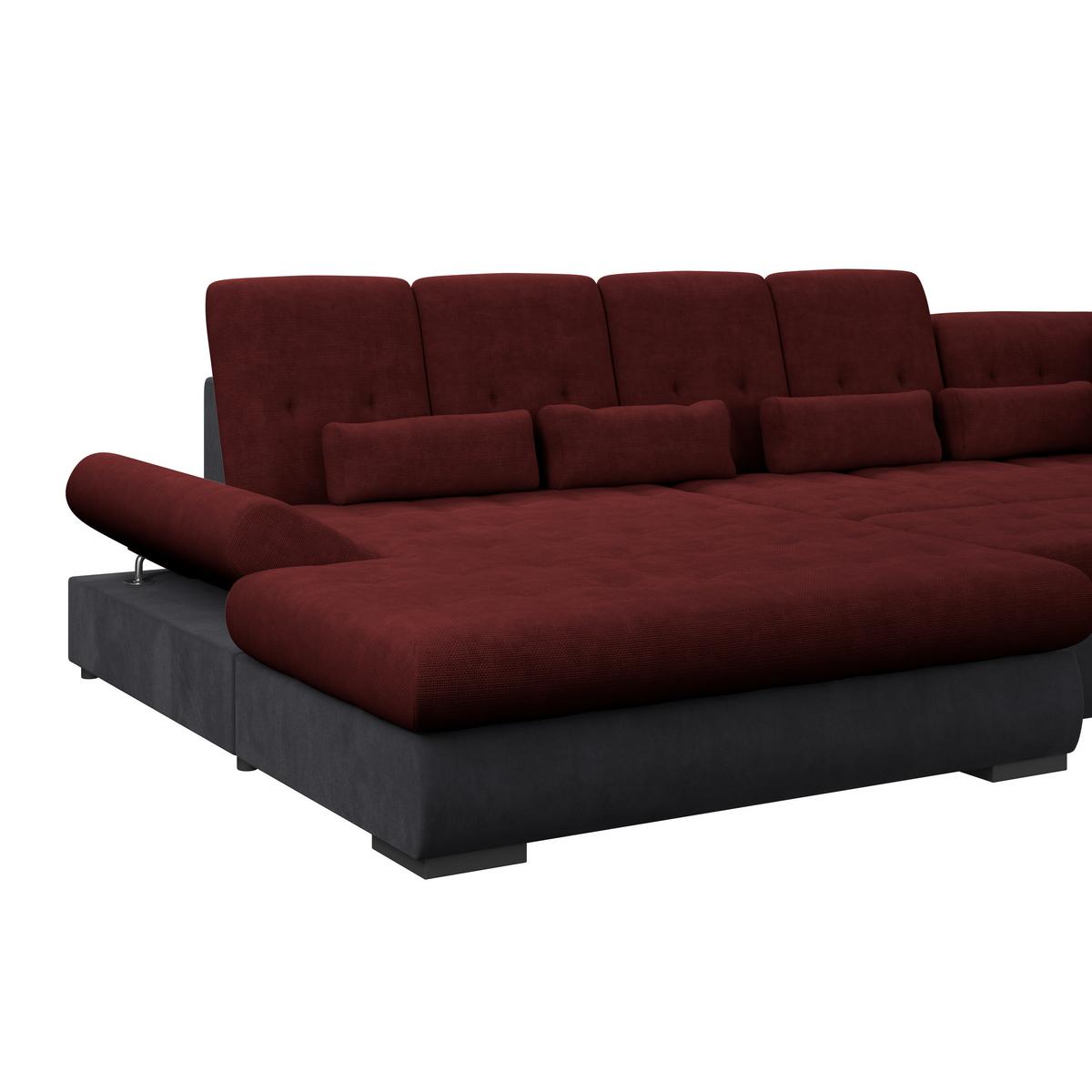 Wohnlandschaft Madera Rubinrot S: 358x212 cm - Anthrazit/Rot, KONVENTIONELL, Kunststoff/Textil (190/358/212cm)
