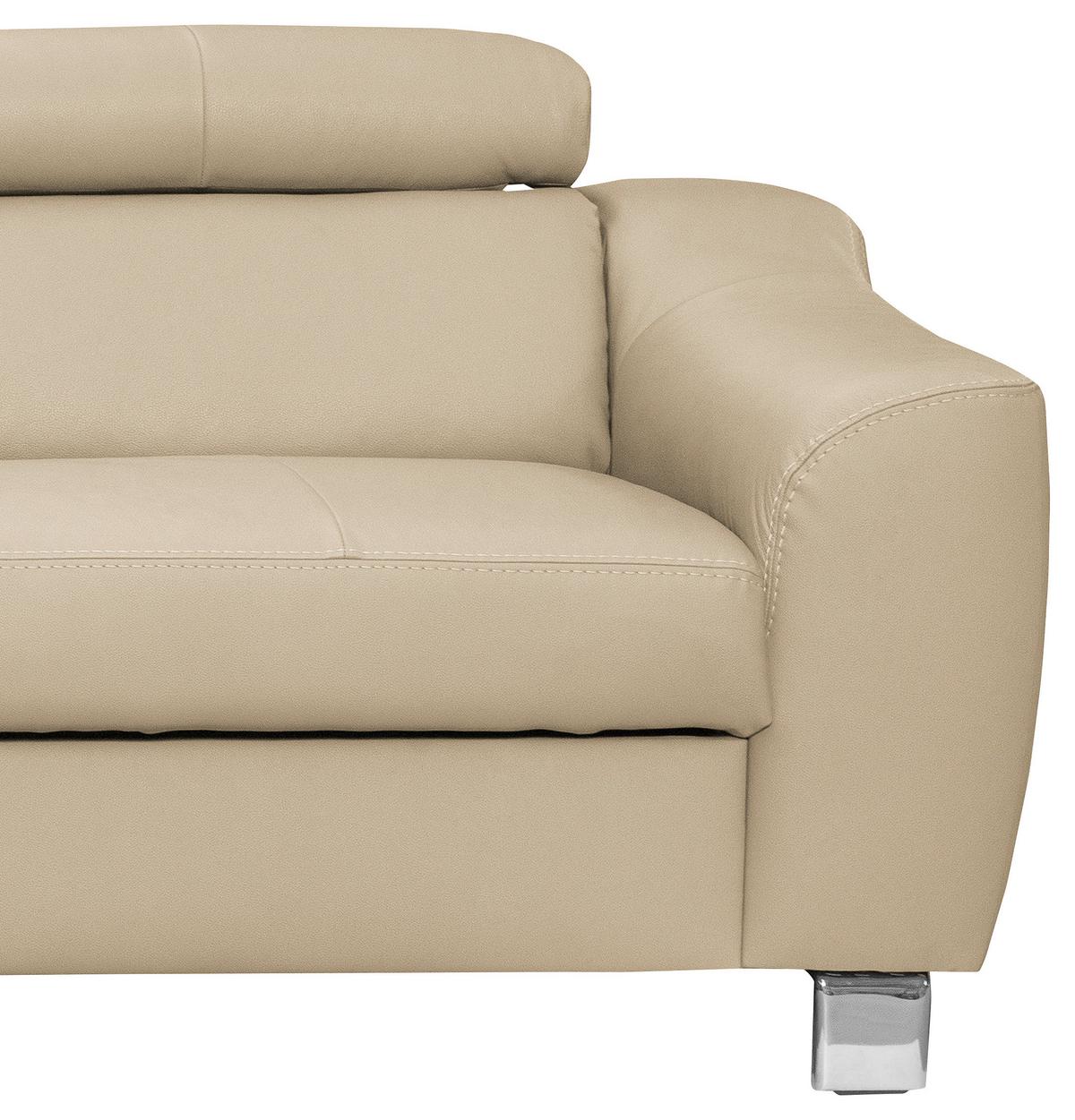 Ecksofa Aspen Beige S: 208 Cm - Chromfarben/Beige, Design, Leder/Textil (208/245cm) - Livetastic