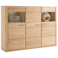 Highboard teilmassiv B: 179 cm Sena Eichefarben - Eichefarben, Design, Glas/Holz (179/131/38cm) - Livetastic