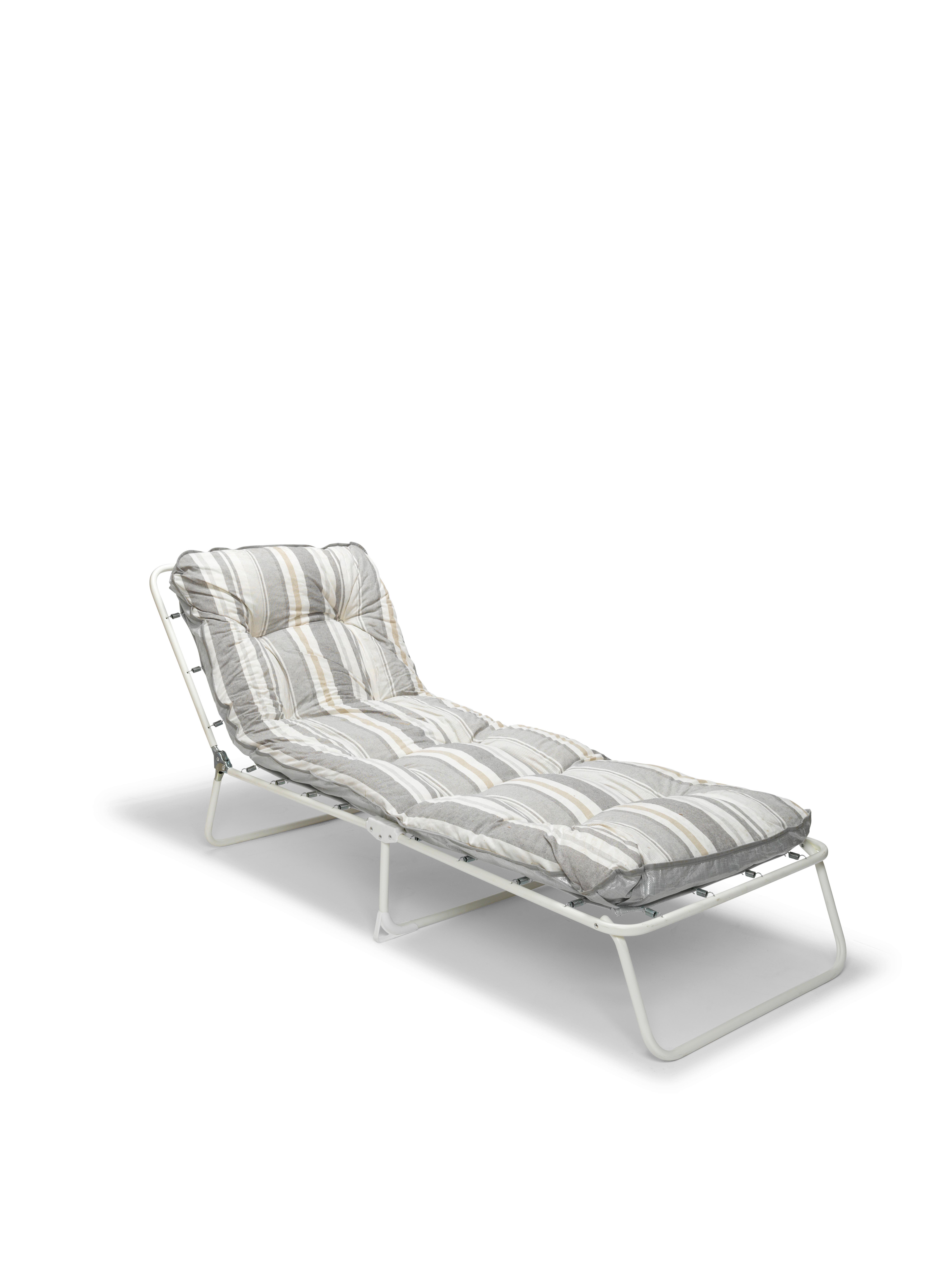 Sonnenliege Wörthersee – 3-Bein-Liege - Weiß/Grau, Basics, Textil/Metall (60/38/180cm)