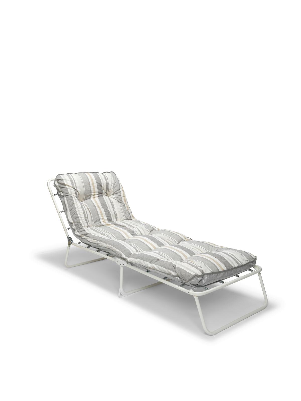 Sonnenliege Wörthersee – 3-Bein-Liege - Weiß/Grau, Basics, Textil/Metall (60/38/180cm)