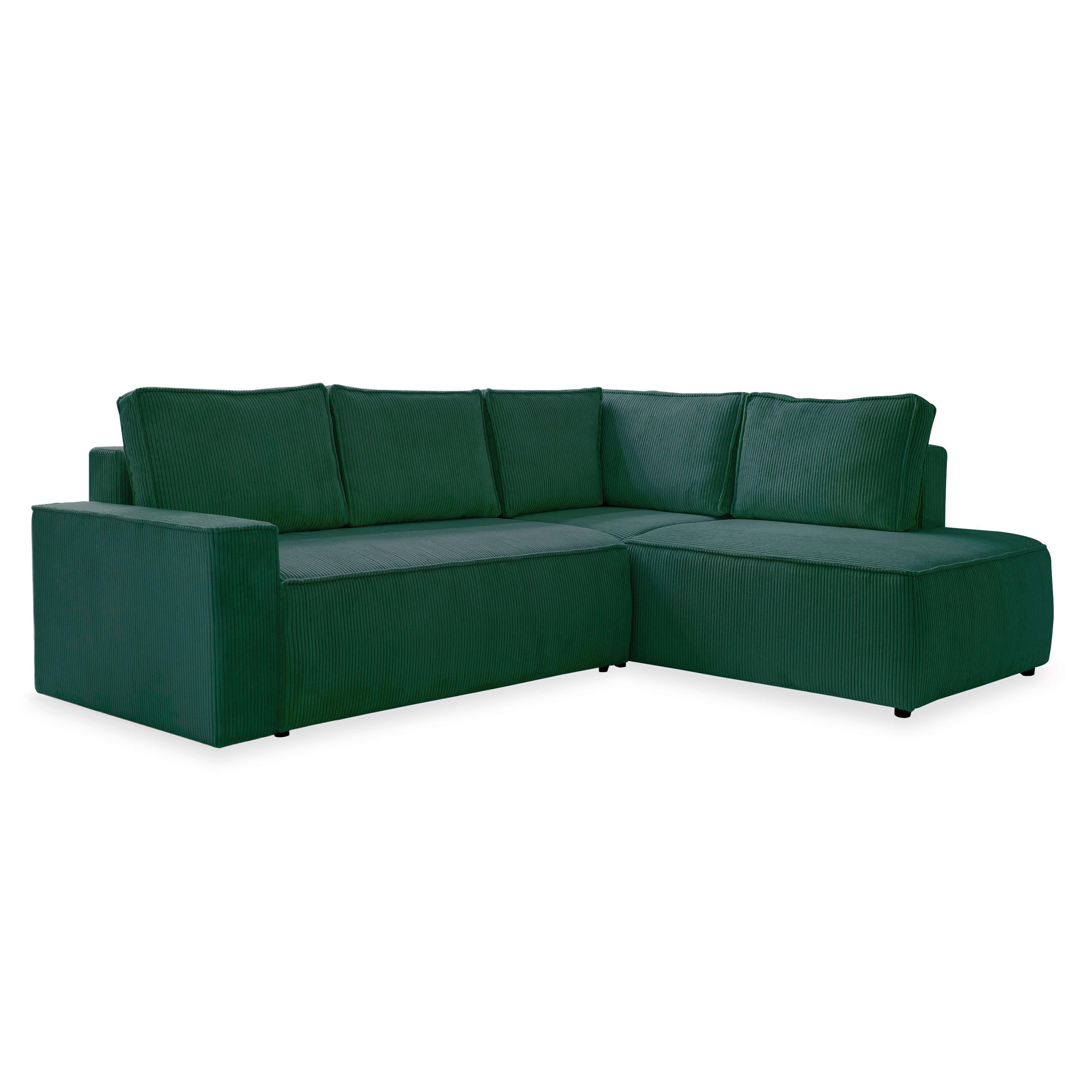 Ecksofa Brave Dave Dunkelgrün S: 247x194cm - Dunkelgrün/Schwarz, Design, Textil (247/194cm) - MID.YOU
